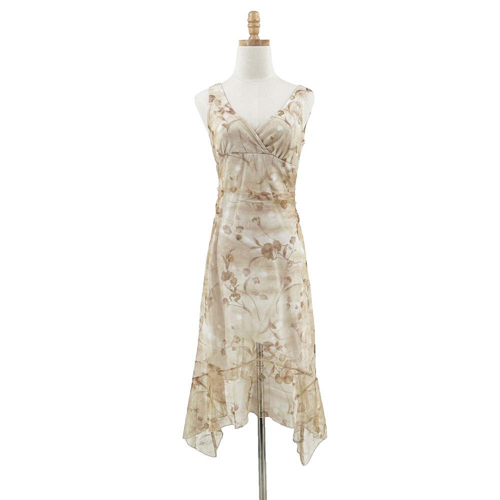 VTG Y2K Charlotte Russe Asymmetrical Floral Midi Slip Dress Medium Fairy Cottage